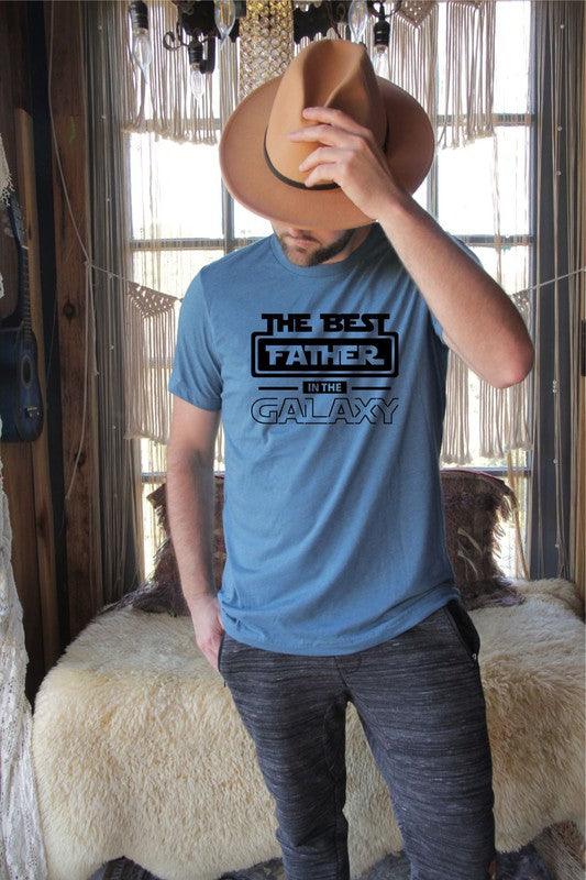 Best Father in the Galaxy Graphic Mens Tee - God's Girl Gifts And Apparel