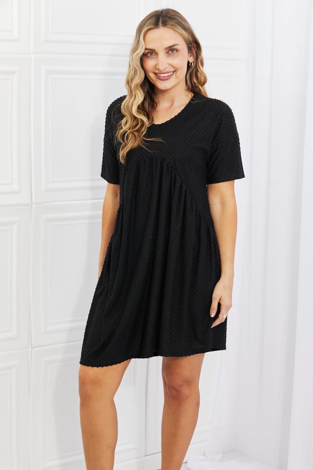BOMBOM Another Day Swiss Dot Casual Dress in Black - God's Girl Gifts And Apparel