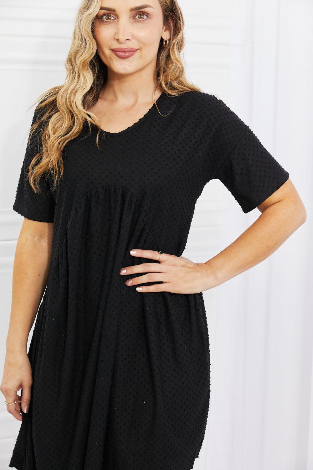 BOMBOM Another Day Swiss Dot Casual Dress in Black - God's Girl Gifts And Apparel