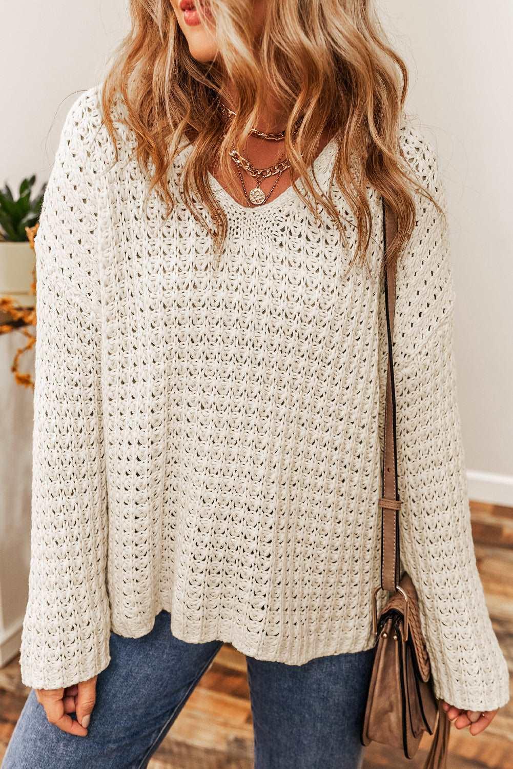 Crochet Hollow-Out Sweater