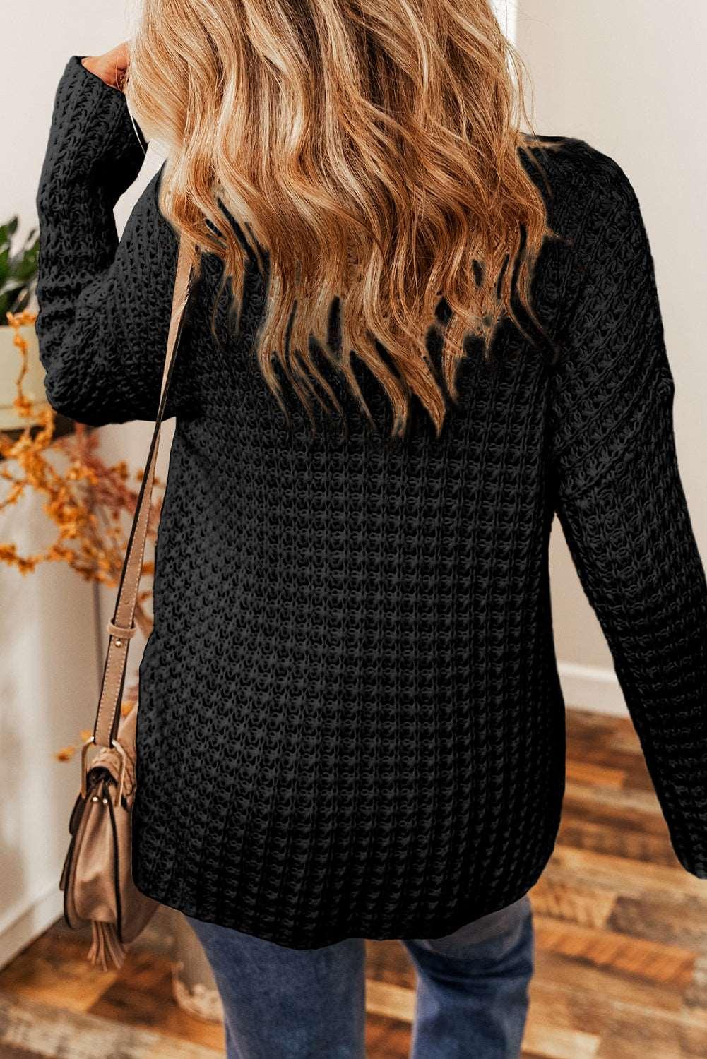 Crocheted V-Neck Hollow Sweater