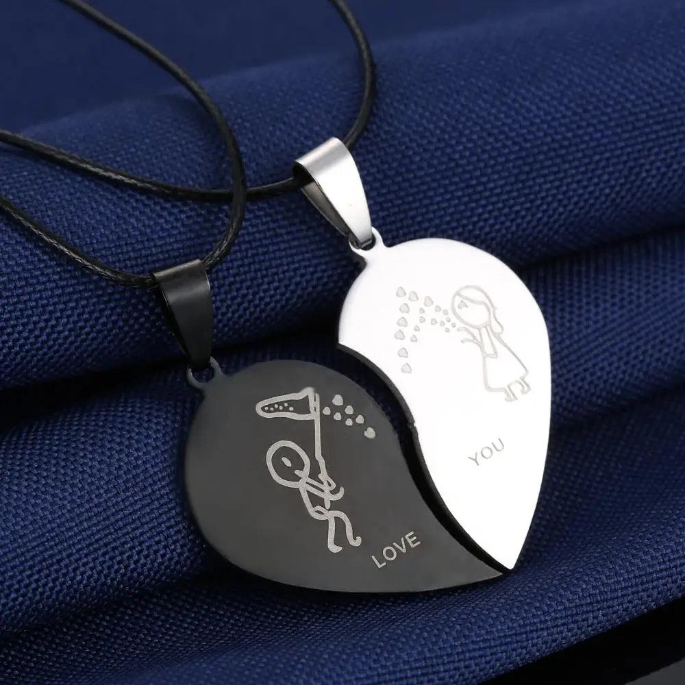 Cute Couple's Stainless Steel Heart Pendant Necklace - God's Girl Gifts And Apparel