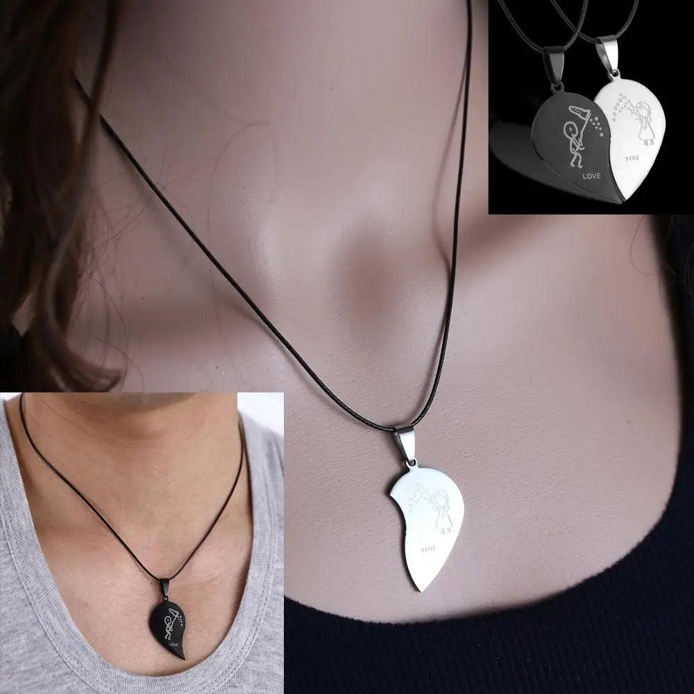 Cute Couple's Stainless Steel Heart Pendant Necklace - God's Girl Gifts And Apparel