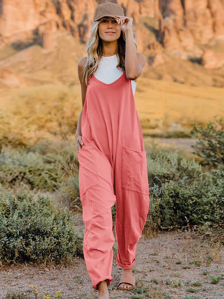 Double Take Full Size Sleeveless V-Neck Pocketed Jumpsuit - God's Girl Gifts And Apparel