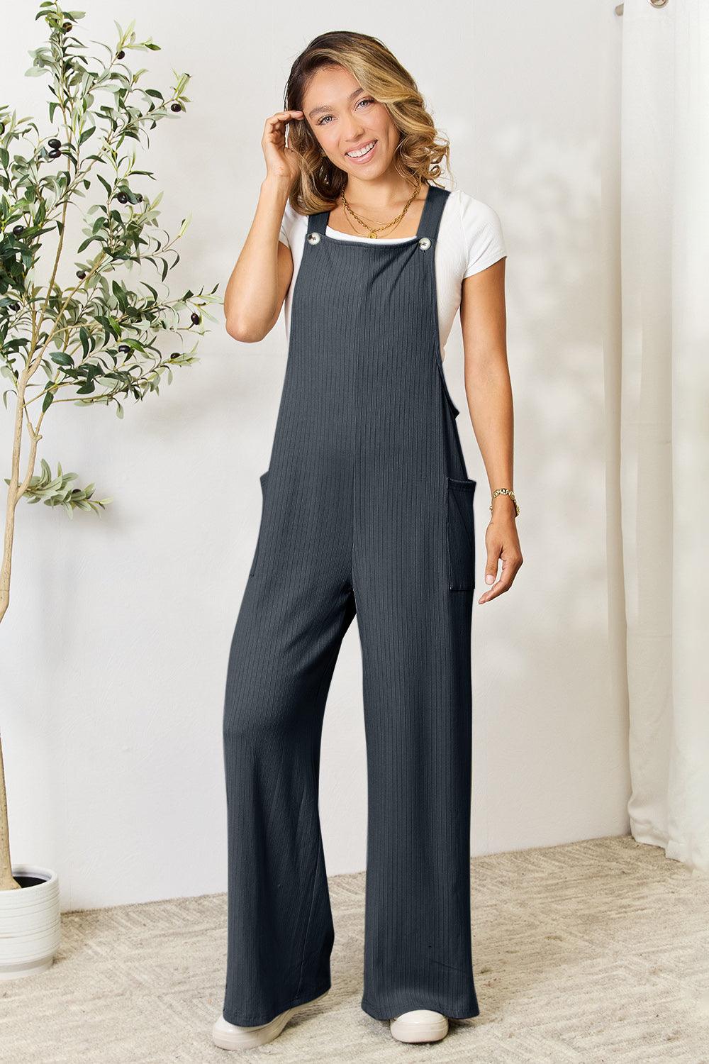 Double Take Full Size Wide Strap Overall with Pockets - God's Girl Gifts And Apparel