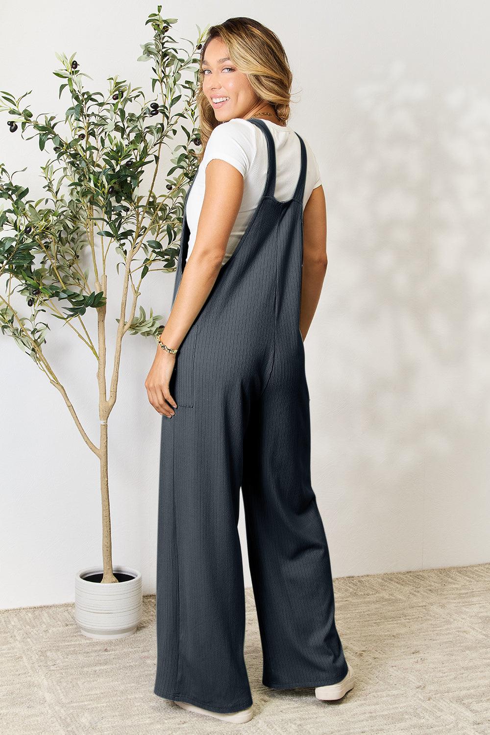 Double Take Full Size Wide Strap Overall with Pockets - God's Girl Gifts And Apparel
