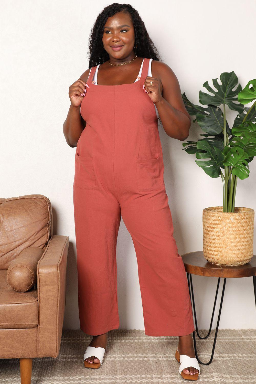 Double Take Wide Leg Overalls with Front Pockets - God's Girl Gifts And Apparel