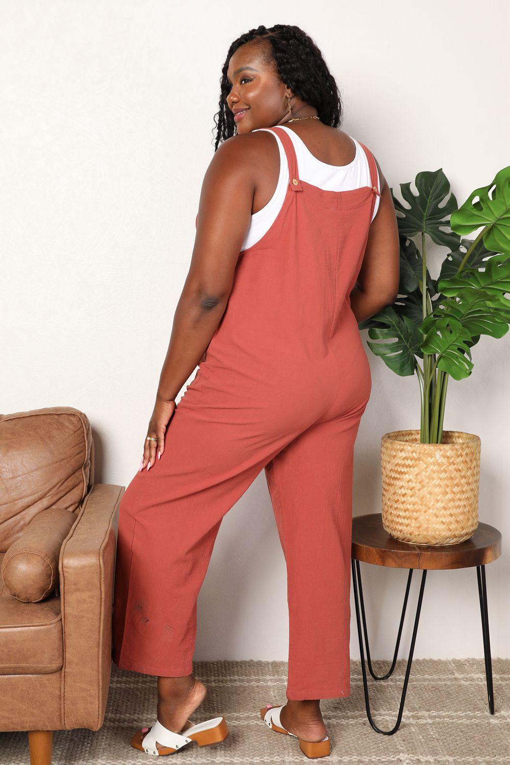 Double Take Wide Leg Overalls with Front Pockets - God's Girl Gifts And Apparel