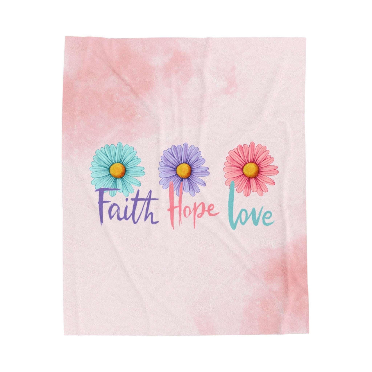 Faith Hope Love Pink Plush Velveteen Blanket