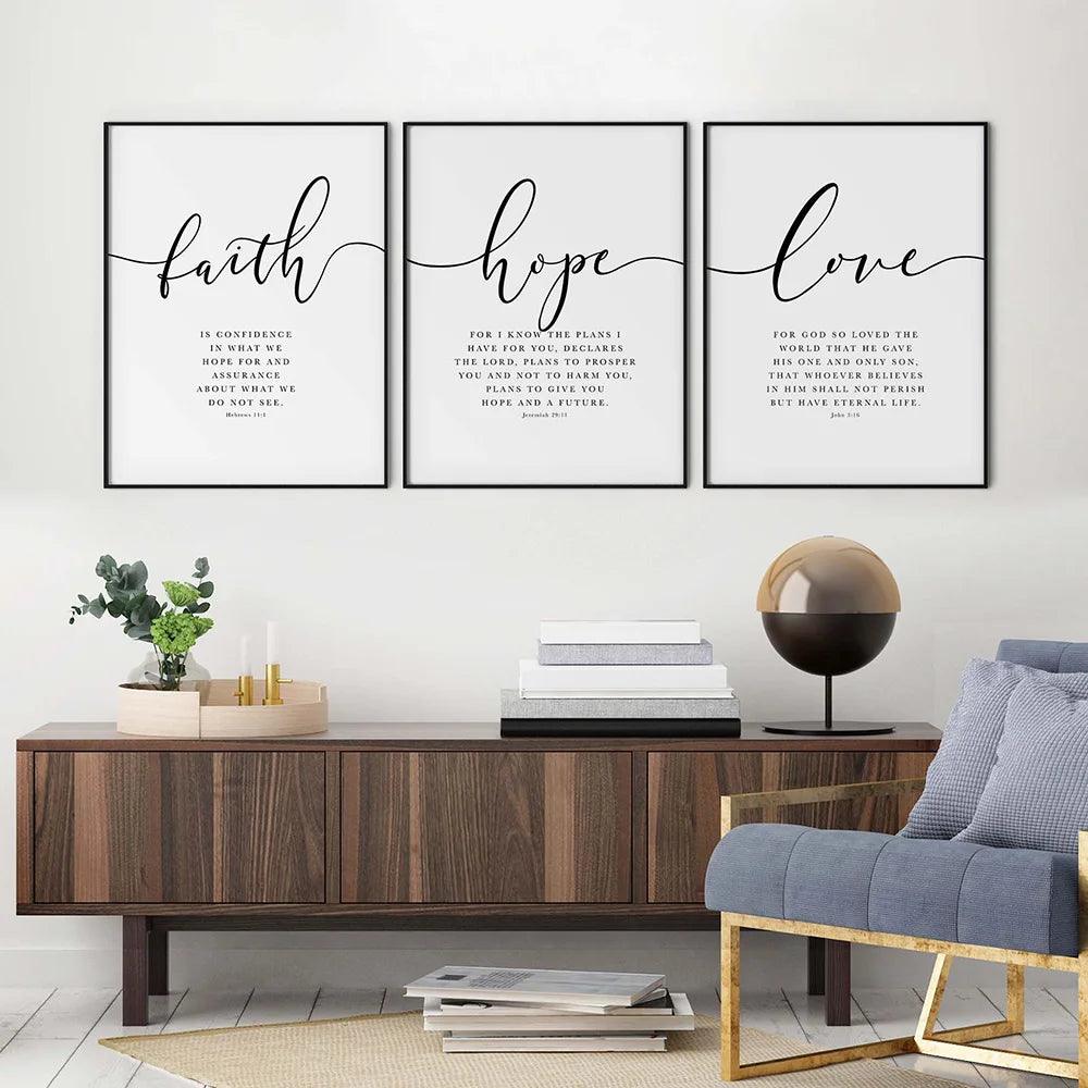 Faith Hope Love Wall Art -- Individual Pieces -- No Frame - God's Girl Gifts And Apparel