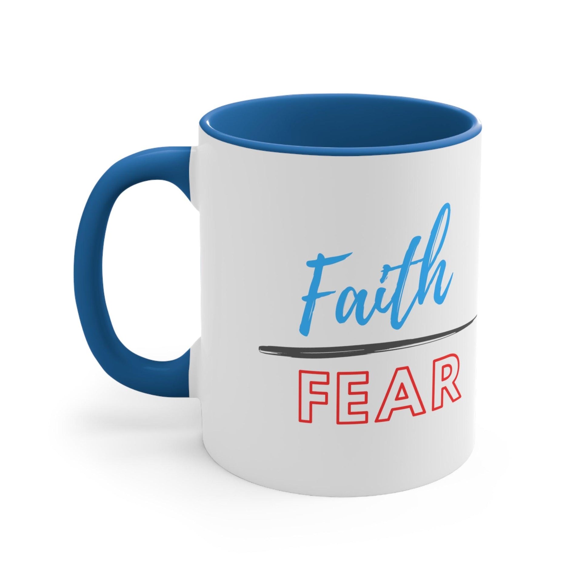 Faith over Fear Accent Coffee Mug, 11oz - God's Girl Gifts And Apparel