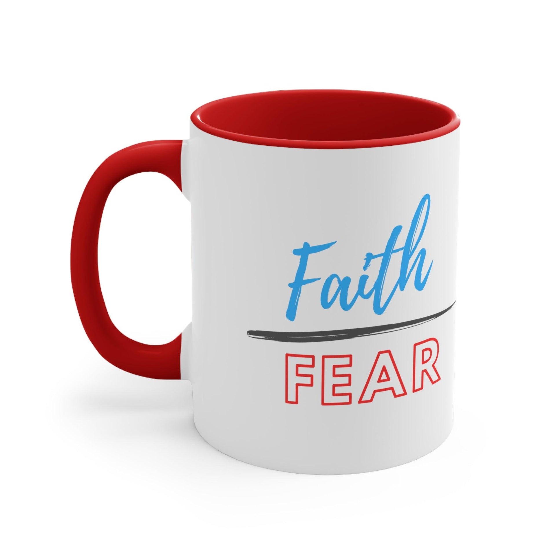 Faith over Fear Accent Coffee Mug, 11oz - God's Girl Gifts And Apparel