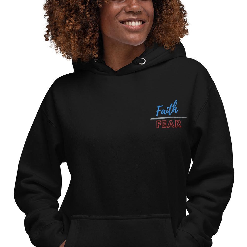 Faith over Fear Embroidered Hoodie - God's Girl Gifts And Apparel