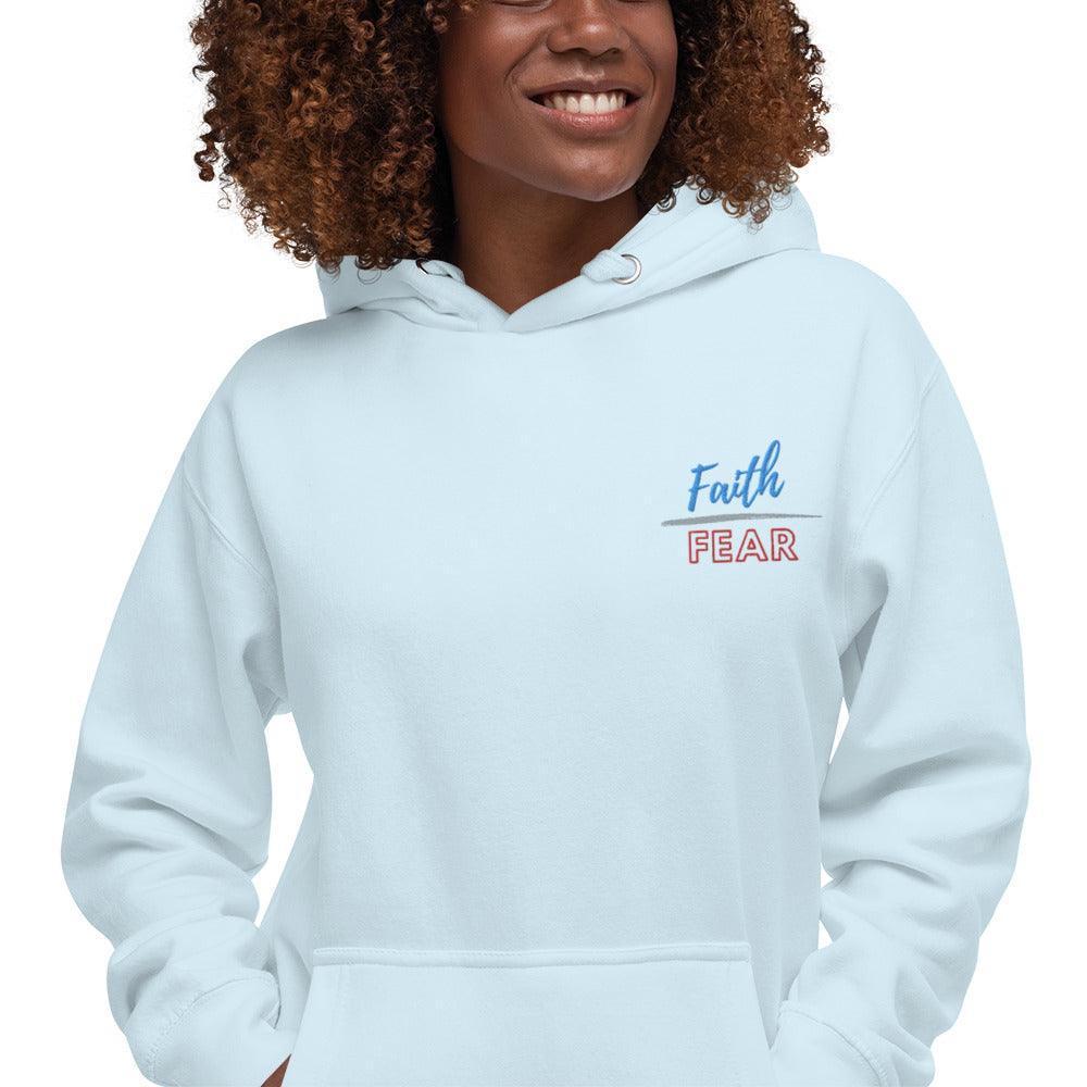 Faith over Fear Embroidered Hoodie - God's Girl Gifts And Apparel