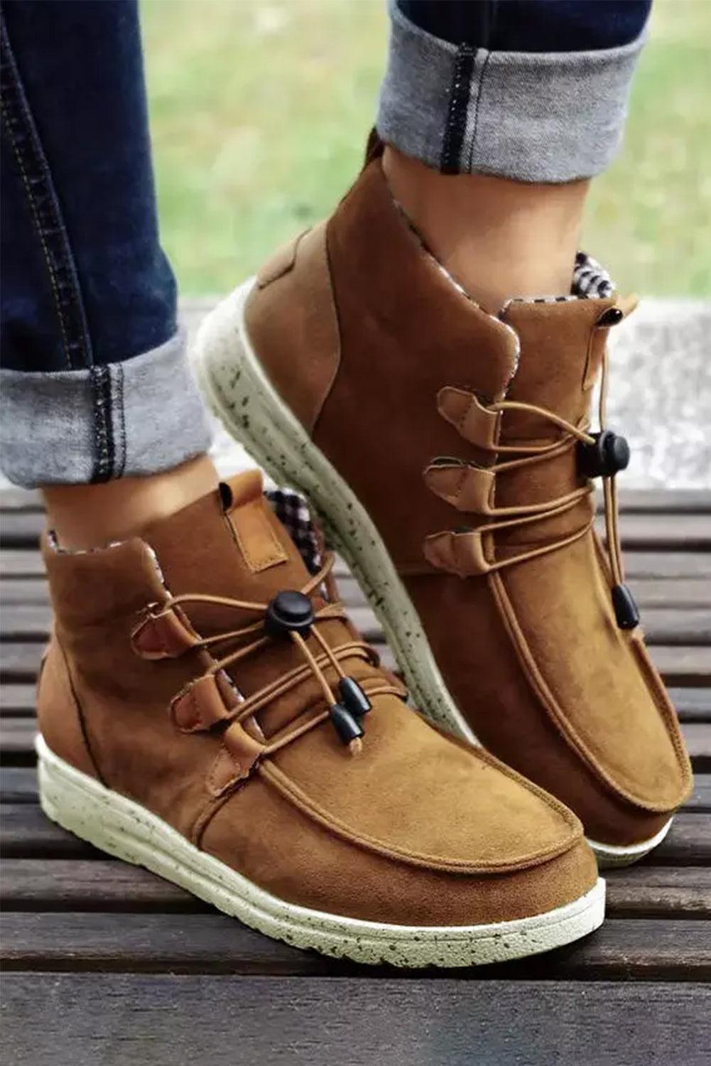 Faux Suede Lace Up Ankle Boots - God's Girl Gifts And Apparel