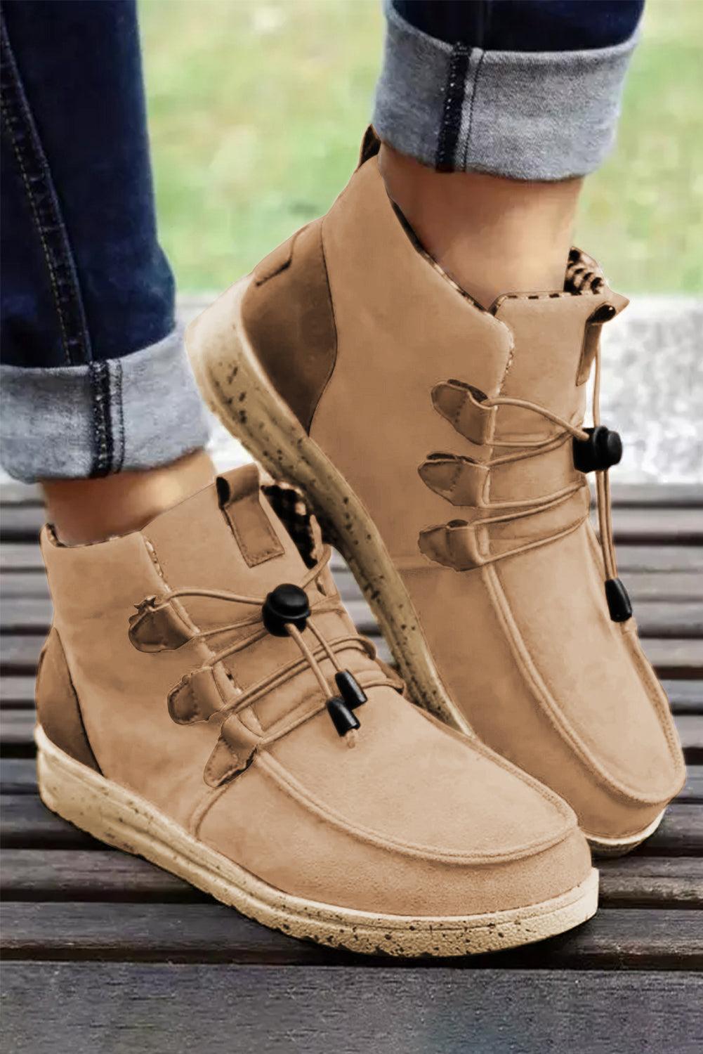 Faux Suede Lace Up Ankle Boots - God's Girl Gifts And Apparel