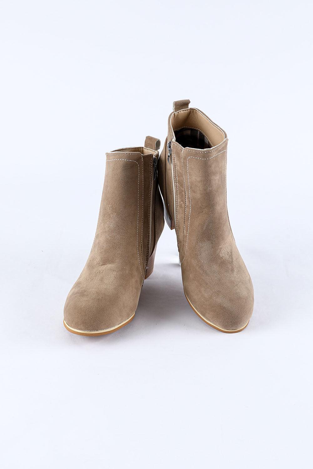 Faux Suede Size Zip Heeled Boots - God's Girl Gifts And Apparel