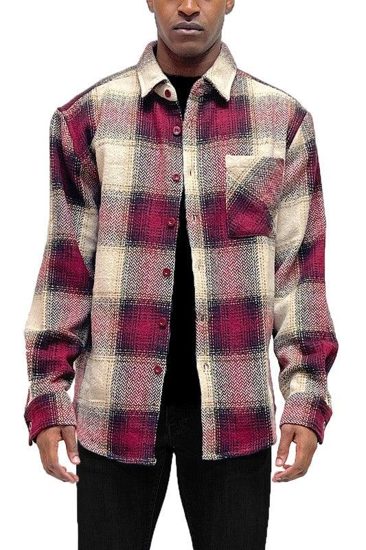 Flannel Shirt Jacket Checkered Plaid Jacket - God's Girl Gifts And Apparel