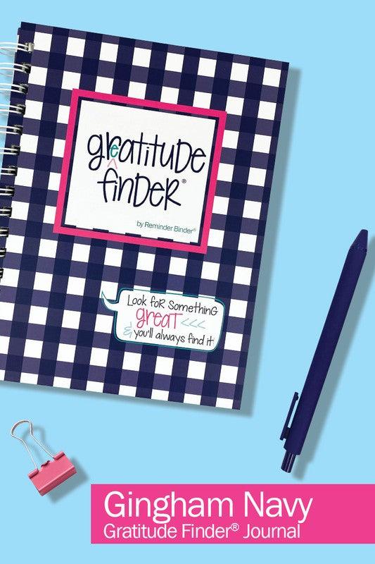 Gingham Navy Gratitude Journal with Stickers Non-Dated 52-Week - God's Girl Gifts And Apparel