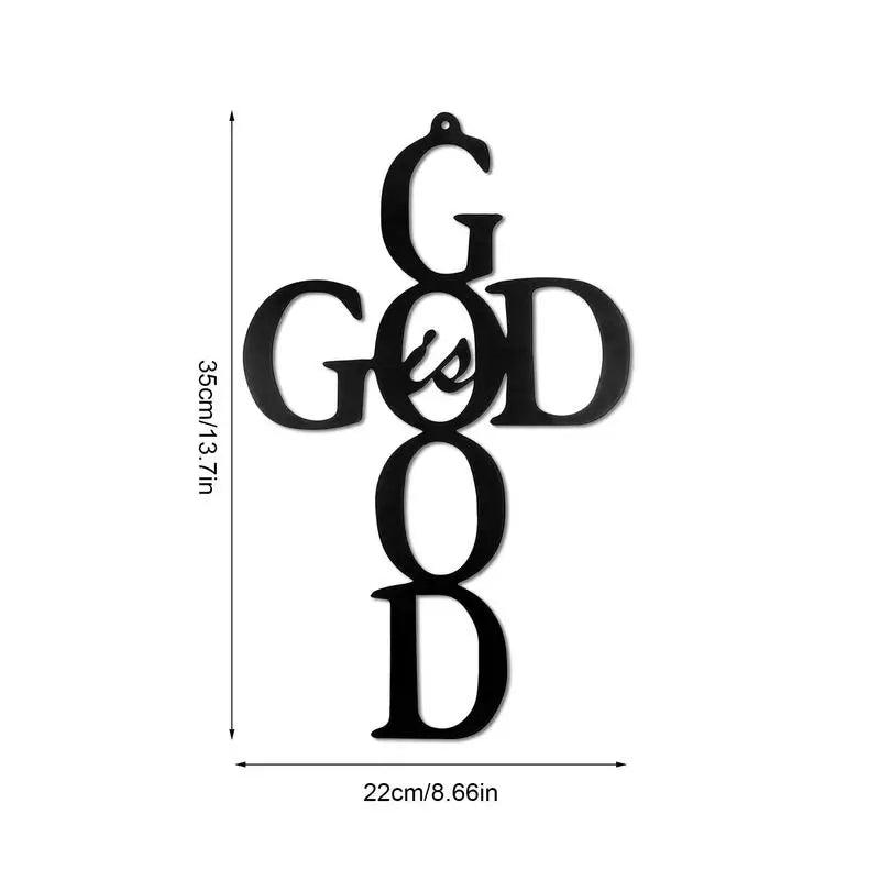 God is Good: Black Metal Cross-Shaped Christian Wall Accent - God's Girl Gifts And Apparel