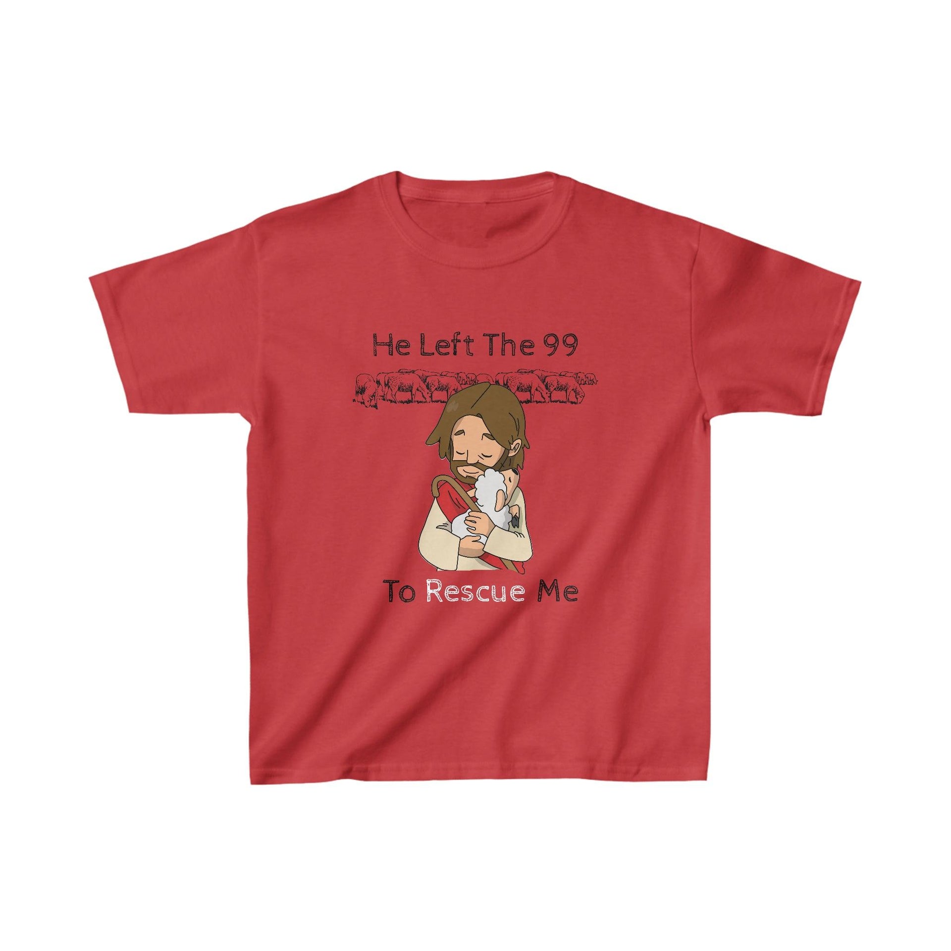 "He Left the 99 To Rescue Me" Children's Heavy Cotton™ Graphic Tee - God's Girl Gifts And Apparel