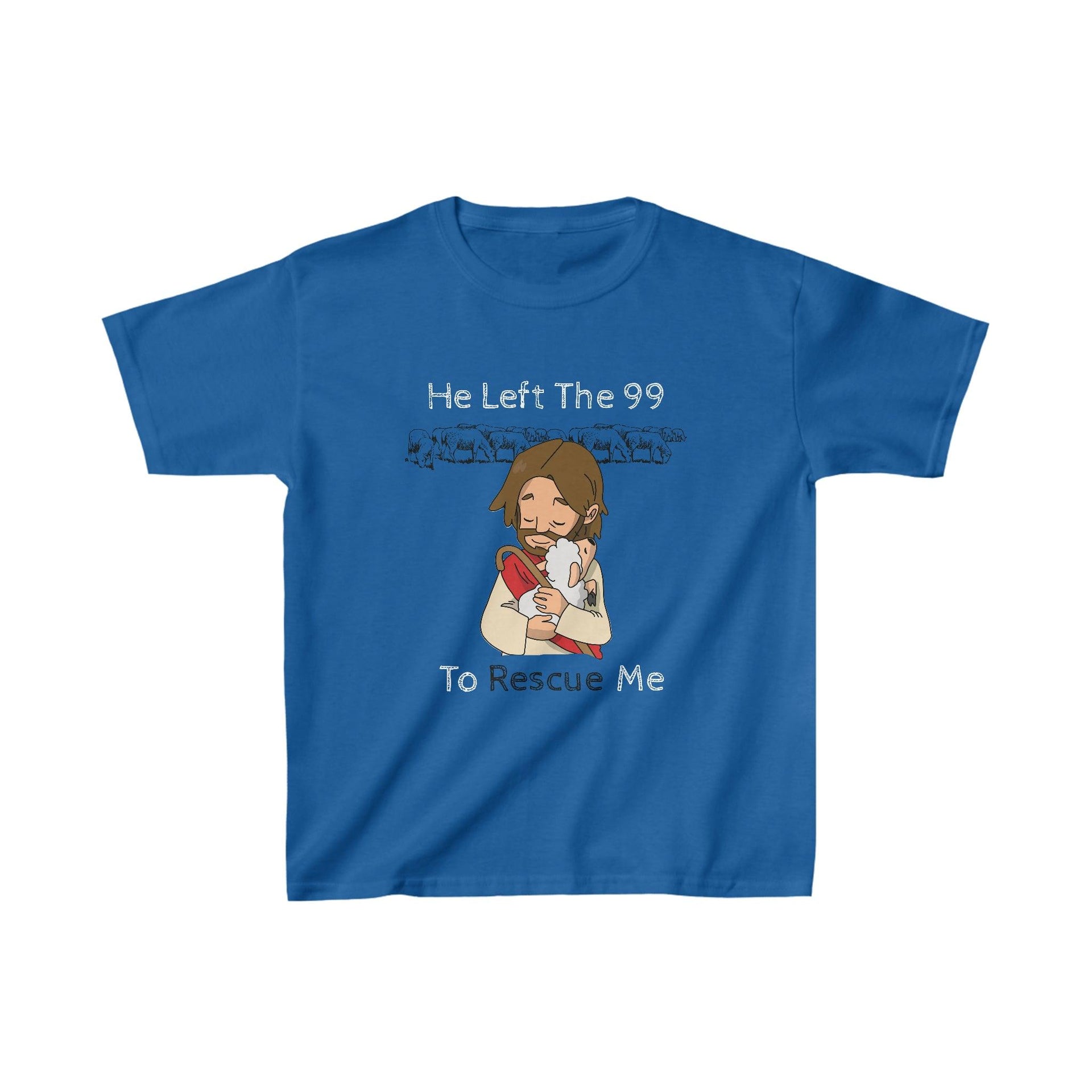 "He Left the 99 To Rescue Me" Children's Heavy Cotton™ Graphic Tee - God's Girl Gifts And Apparel