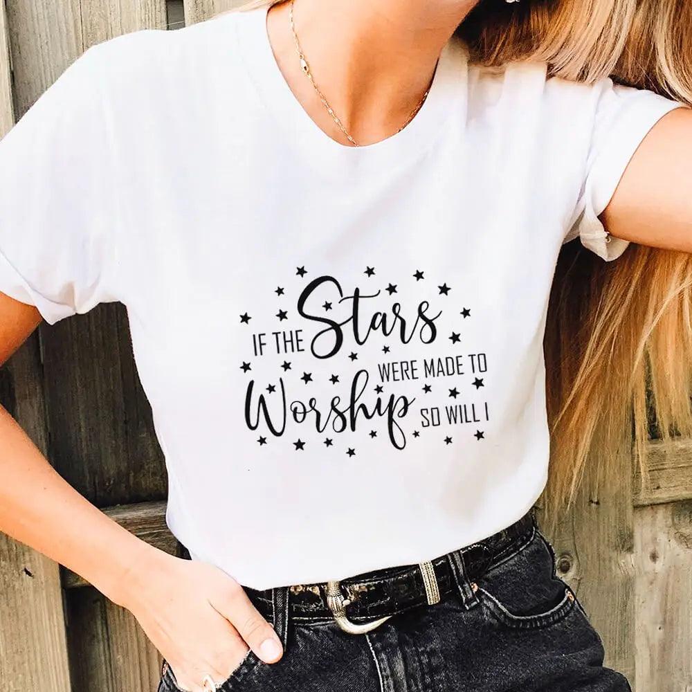 If The Stars Were Made To Worship Graphic T-shirt - God's Girl Gifts And Apparel