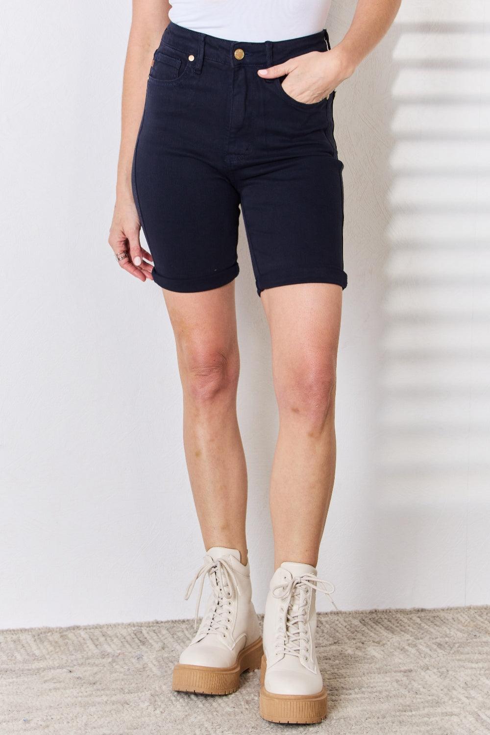 Judy Blue Full Size High Waist Tummy Control Bermuda Shorts - God's Girl Gifts And Apparel