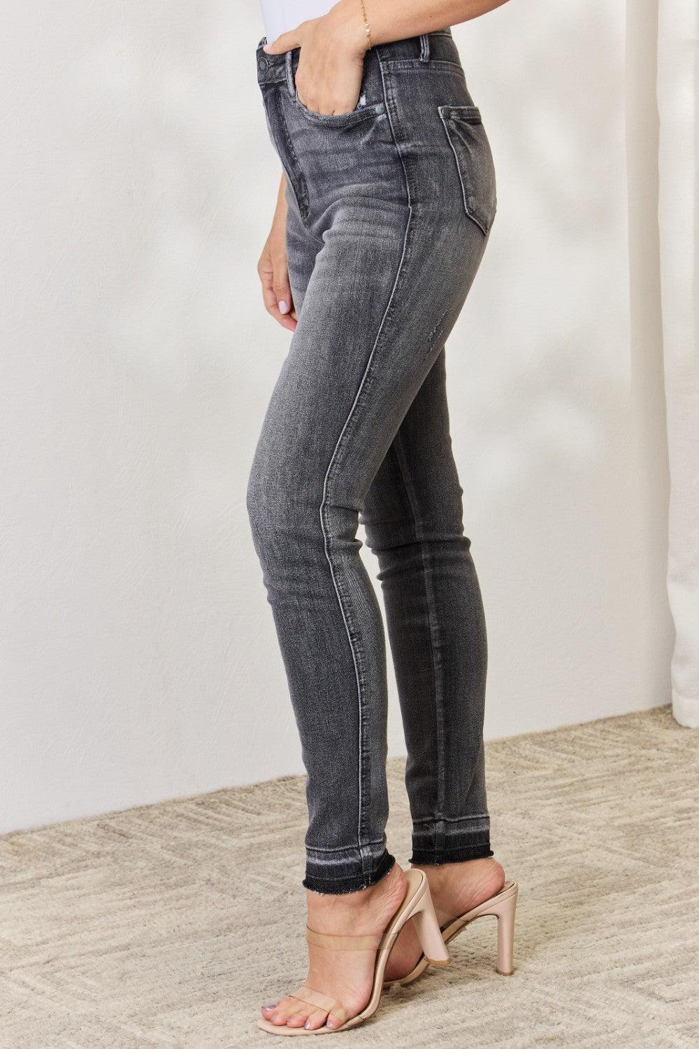 Judy Blue Full Size High Waist Tummy Control Release Hem Skinny Jeans - God's Girl Gifts And Apparel