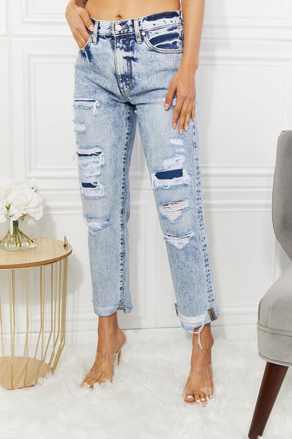 Kancan Kendra High Rise Distressed Straight Jeans - God's Girl Gifts And Apparel