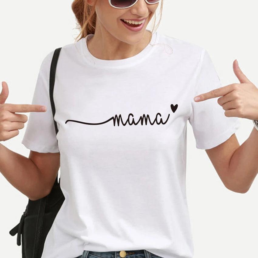 Kawaii "Mama Script with Heart" Graphic Tee - God's Girl Gifts And Apparel