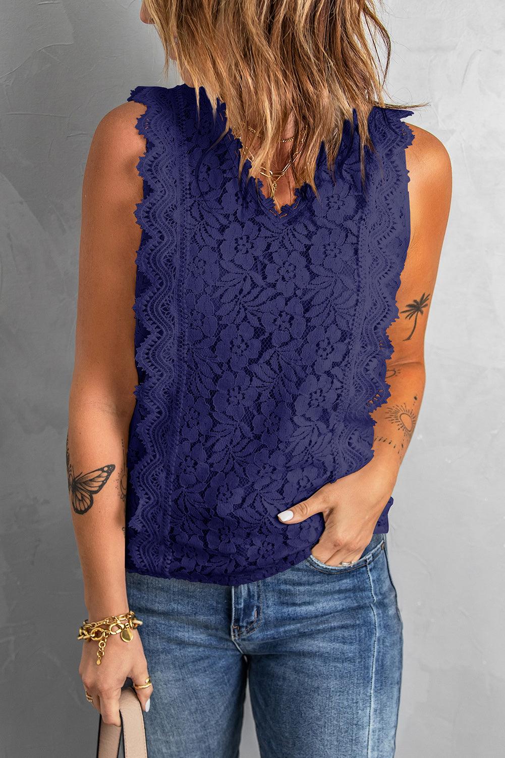 Lace V-Neck Tank - God's Girl Gifts And Apparel