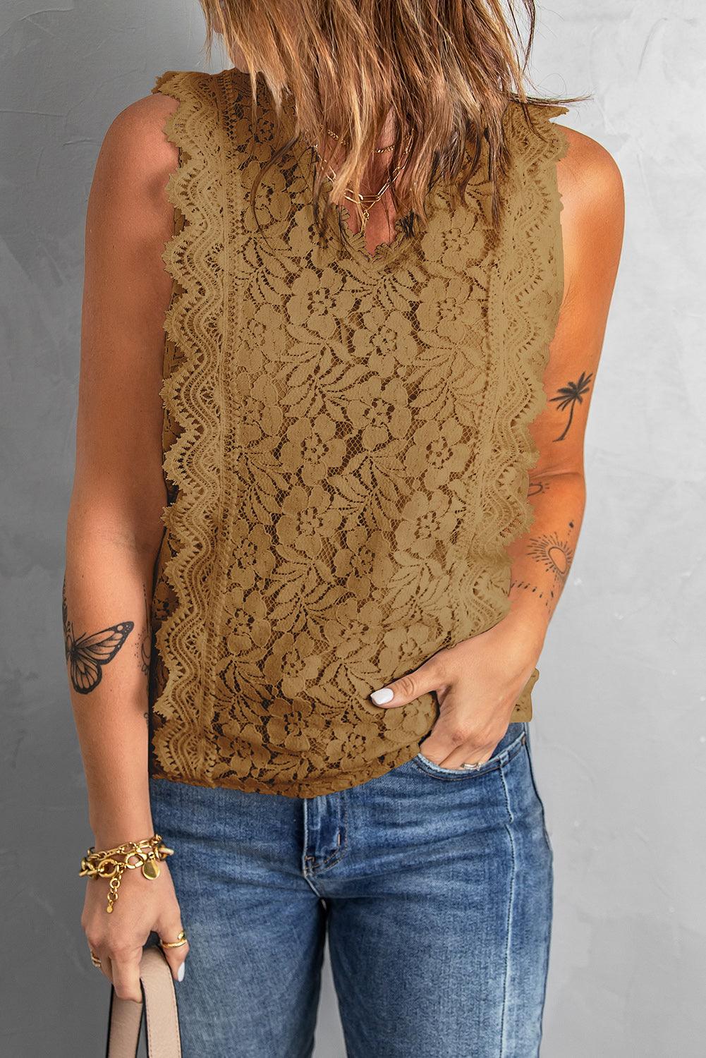 Lace V-Neck Tank - God's Girl Gifts And Apparel