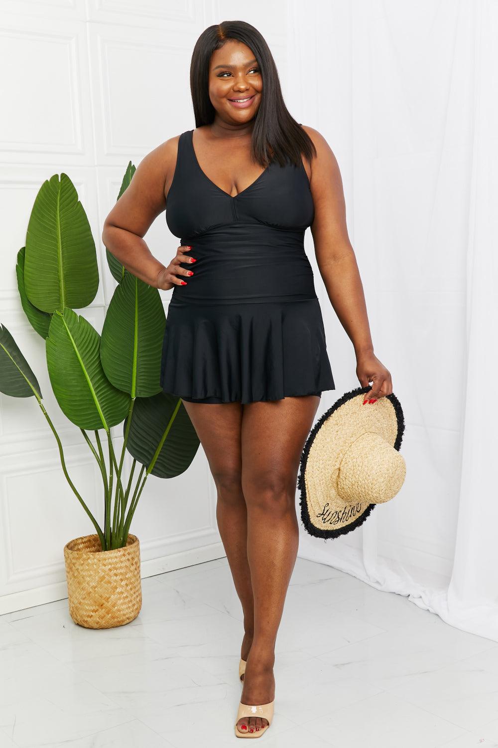 Marina West Swim Full Size Clear Waters Swim Dress in Black - God's Girl Gifts And Apparel