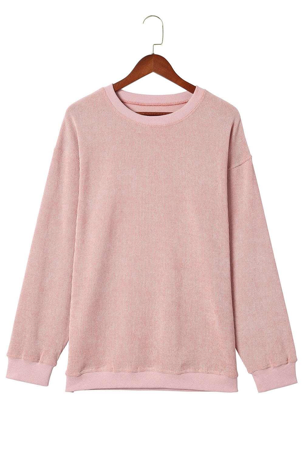 Pale Blush Ribbed Comfort Round Neck Sweater