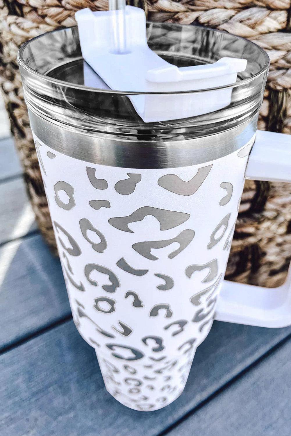 Polar White Leopard Spotted Stainless Double Insulated Cup 40oz - God's Girl Gifts And Apparel