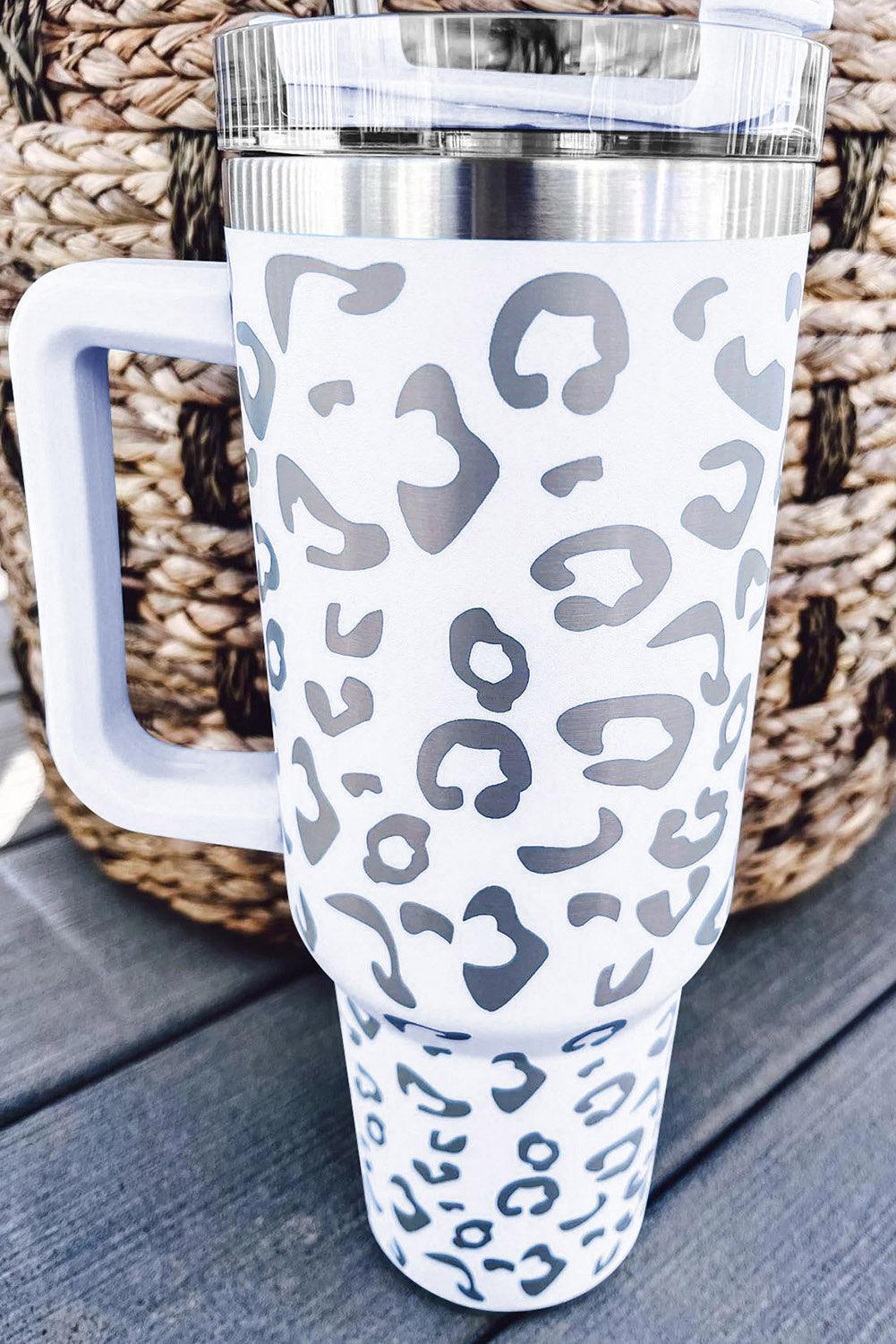 Polar White Leopard Spotted Stainless Double Insulated Cup 40oz - God's Girl Gifts And Apparel