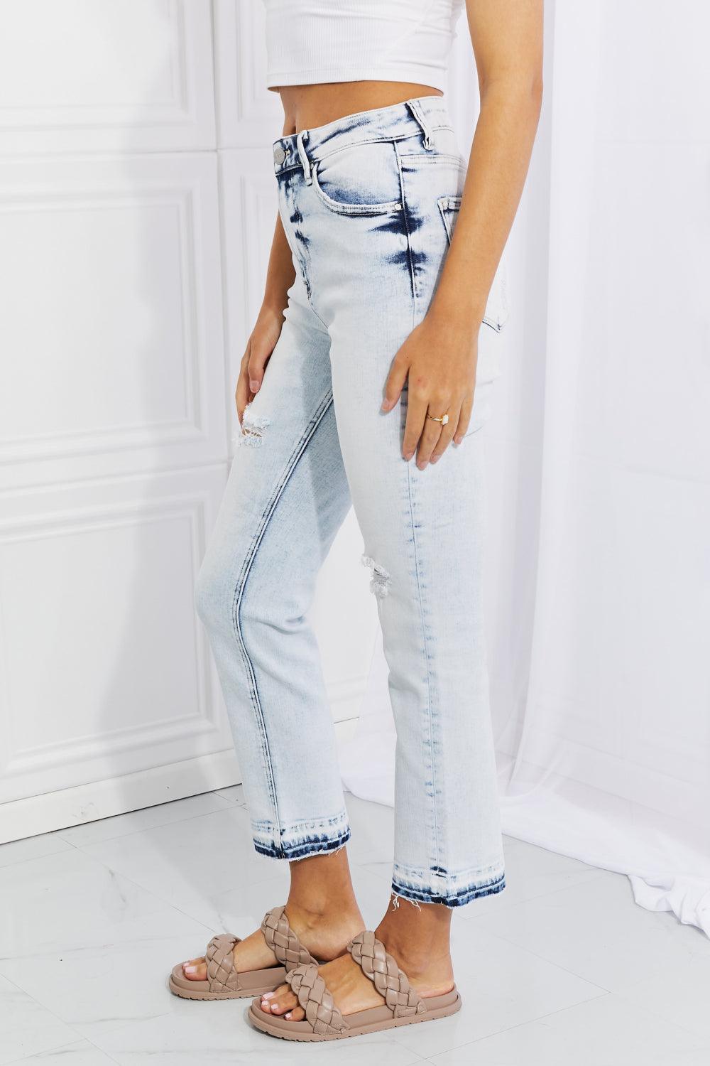 RISEN Full Size Camille Acid Wash Crop Straight Jeans - God's Girl Gifts And Apparel