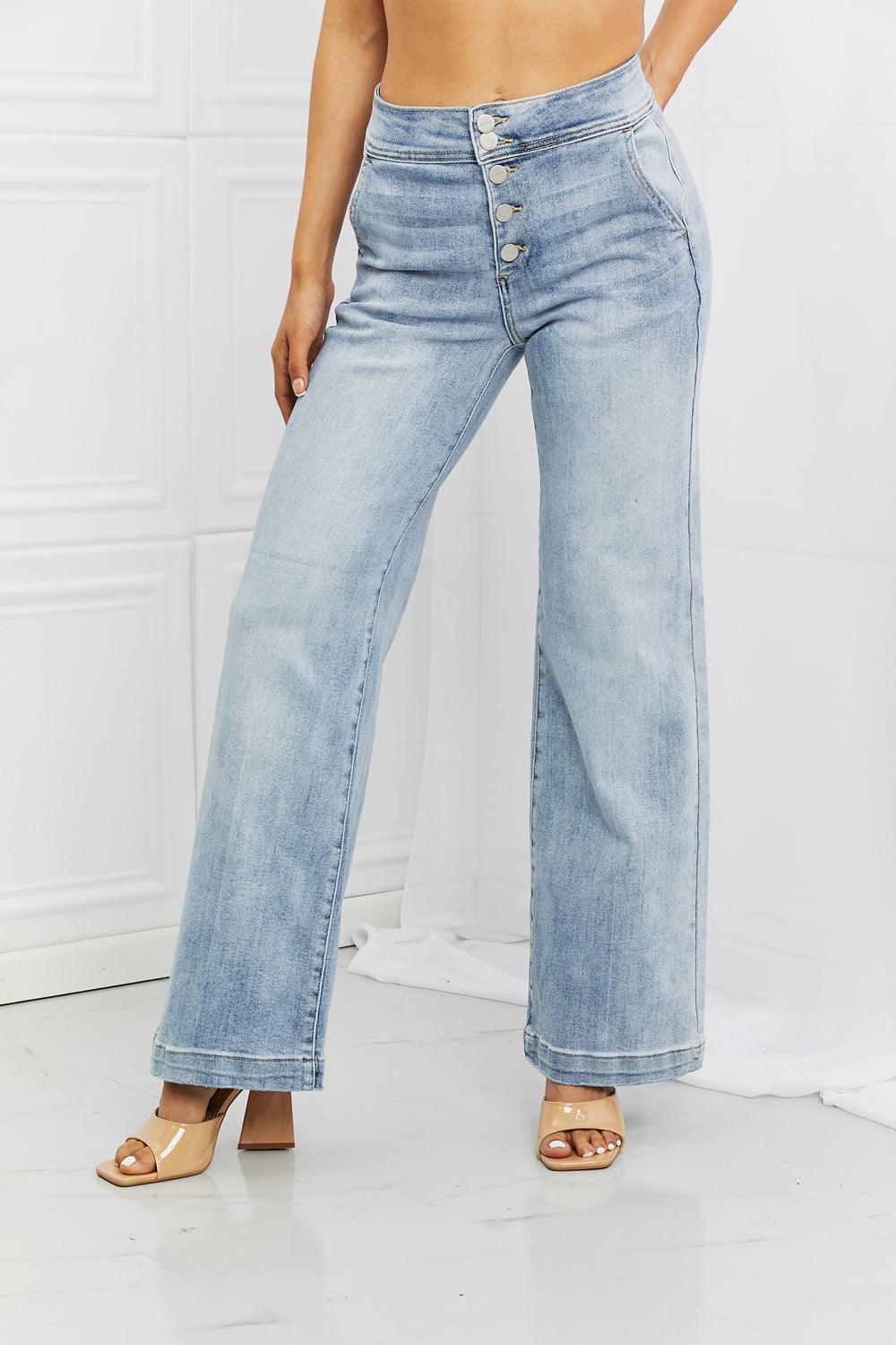 RISEN Full Size Luisa Wide Flare Jeans - God's Girl Gifts And Apparel