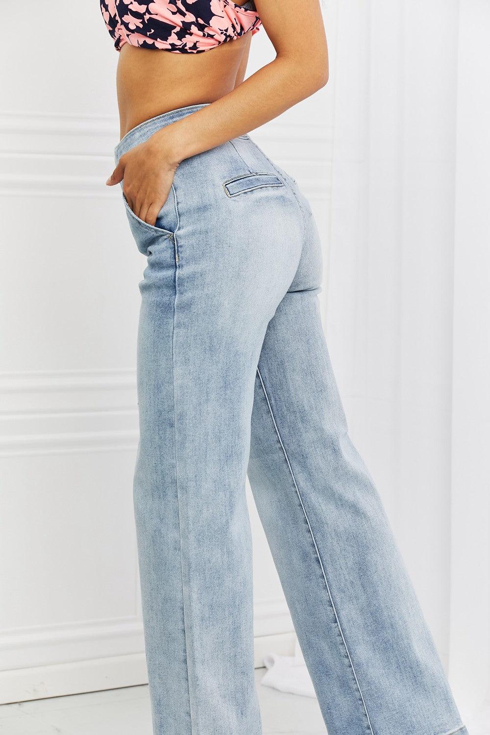 RISEN Full Size Luisa Wide Flare Jeans - God's Girl Gifts And Apparel
