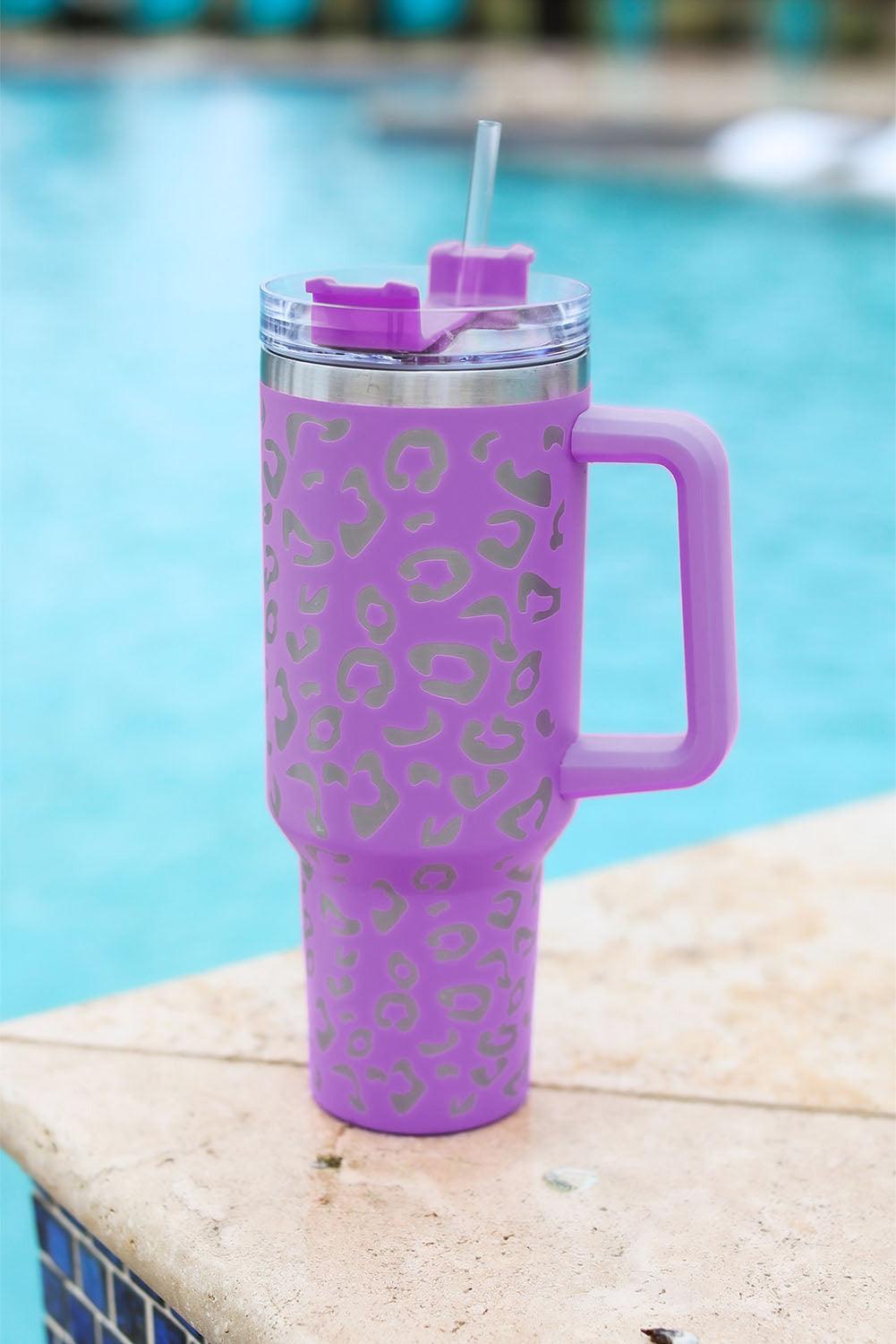 Royal Plum Leopard Print Stainless Double Insulated Cup 40oz - God's Girl Gifts And Apparel