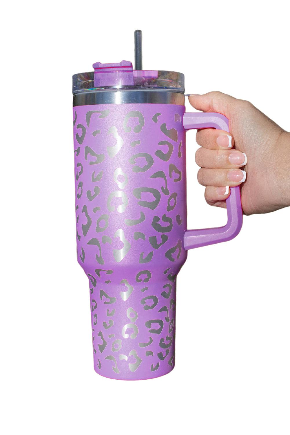Royal Plum Leopard Print Stainless Double Insulated Cup 40oz - God's Girl Gifts And Apparel