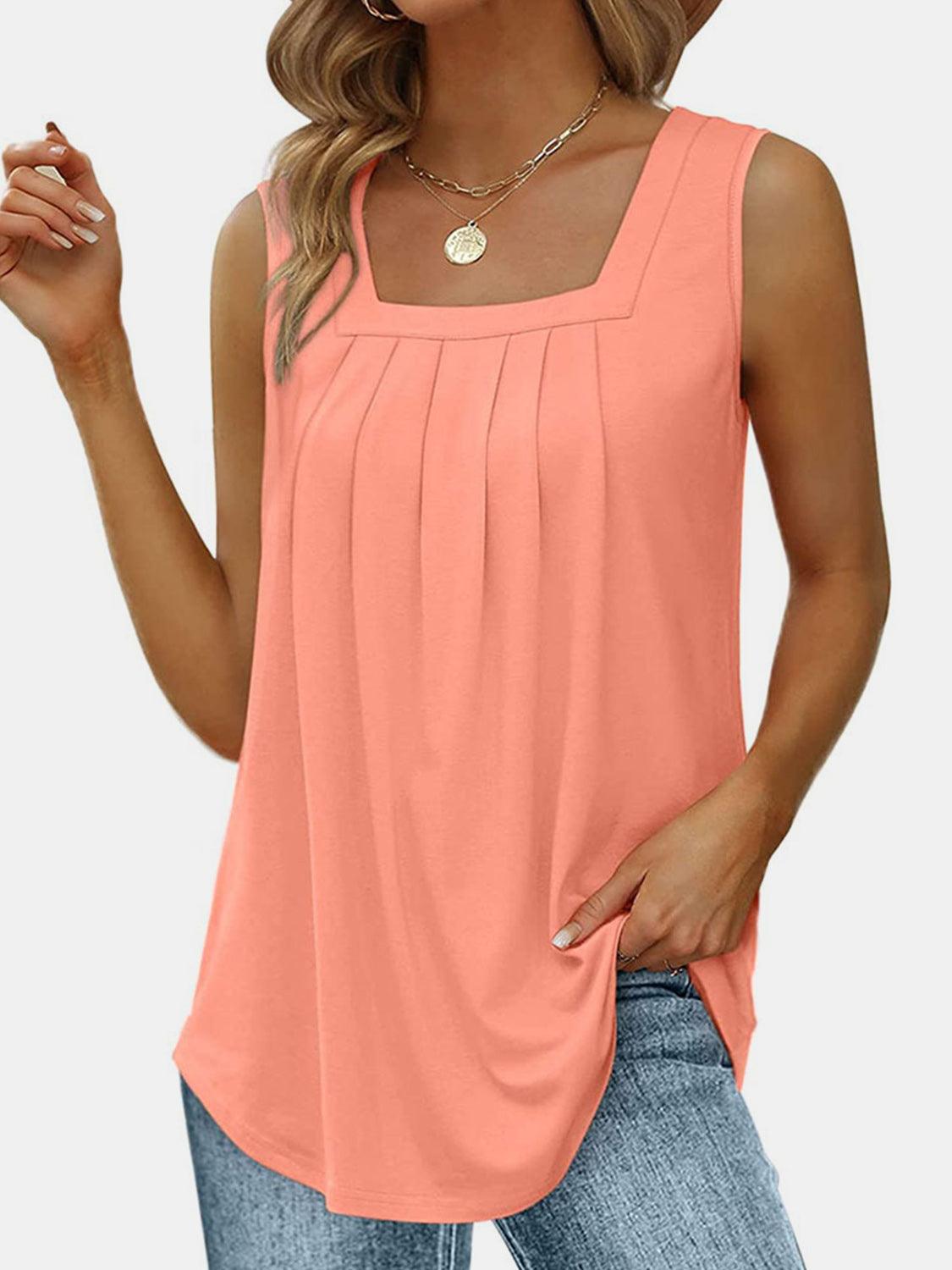 Ruched Square Neck Tank - God's Girl Gifts And Apparel