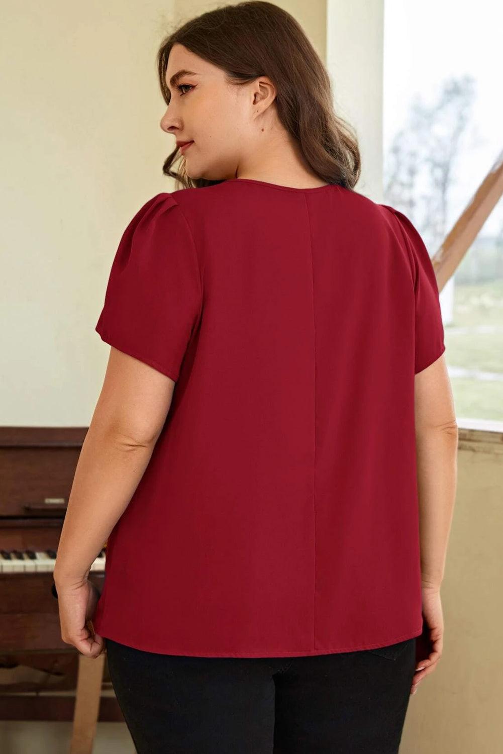 Scarlet Bloom Keyhole Pleated Plus Size Tee - God's Girl Gifts And Apparel