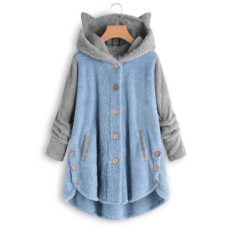 Sherpa Style Hoodie with Cat Ears - God's Girl Gifts And Apparel