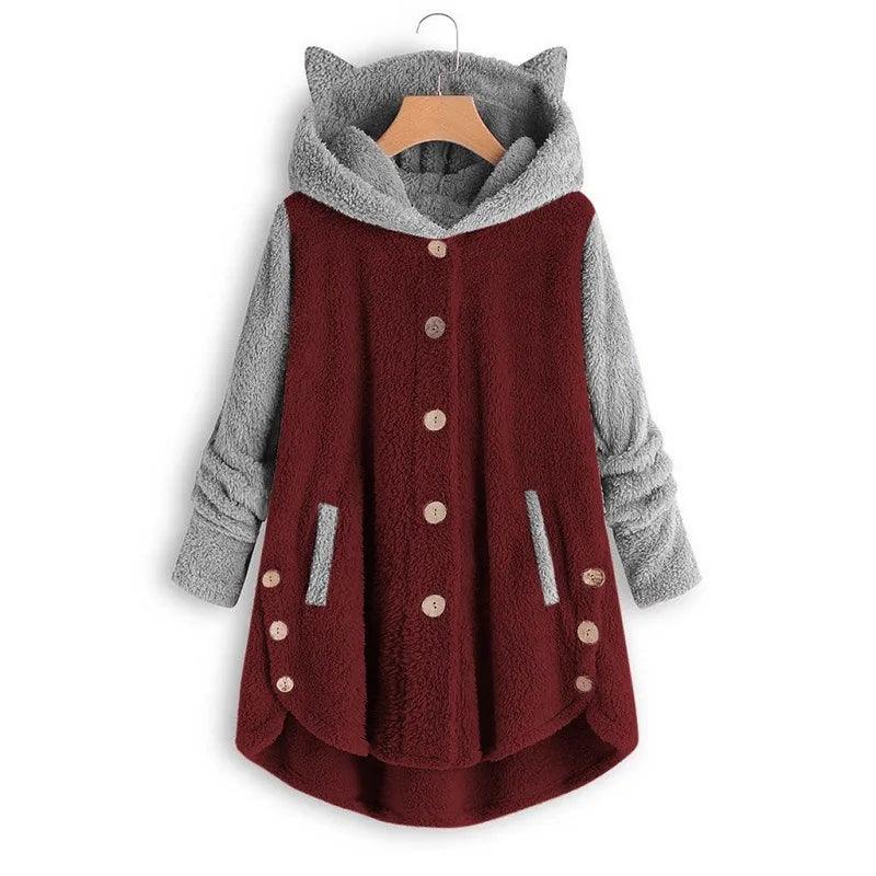 Sherpa Style Hoodie with Cat Ears - God's Girl Gifts And Apparel