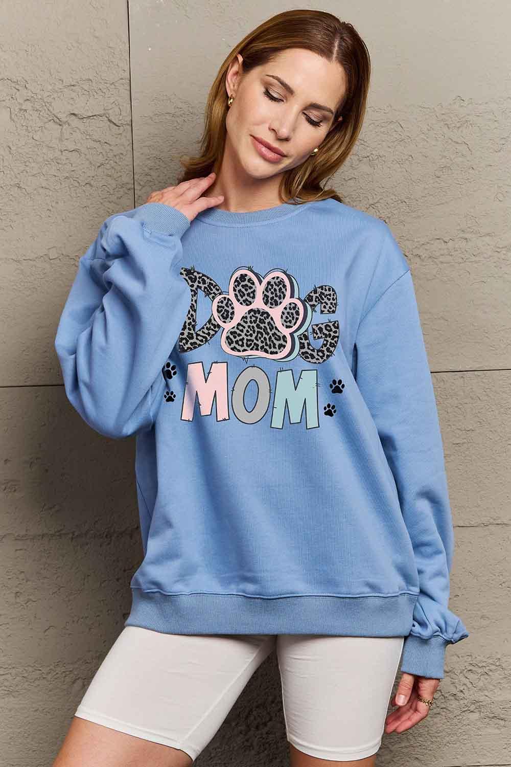 Simply Love Simply Love Full Size DOG MOM Graphic Sweatshirt - God's Girl Gifts And Apparel