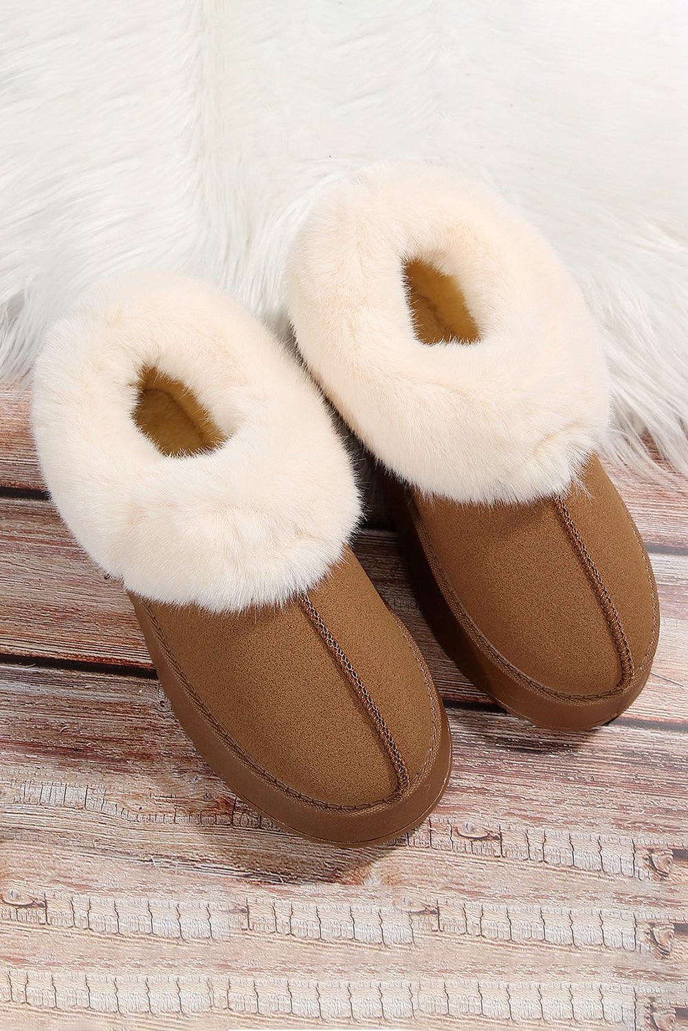 Suede Contrast Print Plush Lined Snow Boots - God's Girl Gifts And Apparel