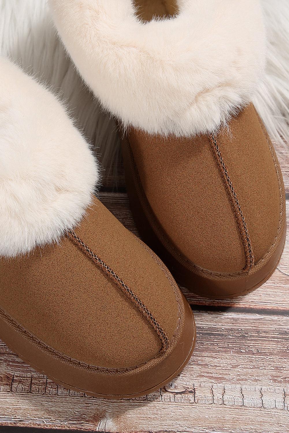 Suede Contrast Print Plush Lined Snow Boots - God's Girl Gifts And Apparel