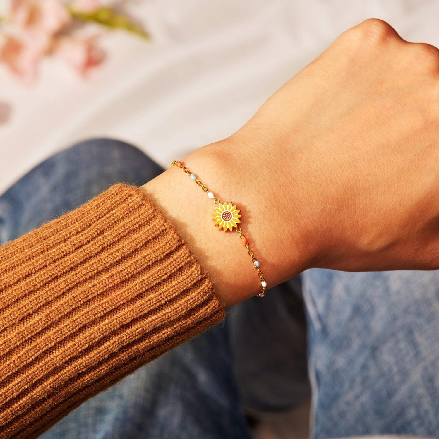 Sunflower Shape 18K Gold-Plated Bead Bracelet - God's Girl Gifts And Apparel